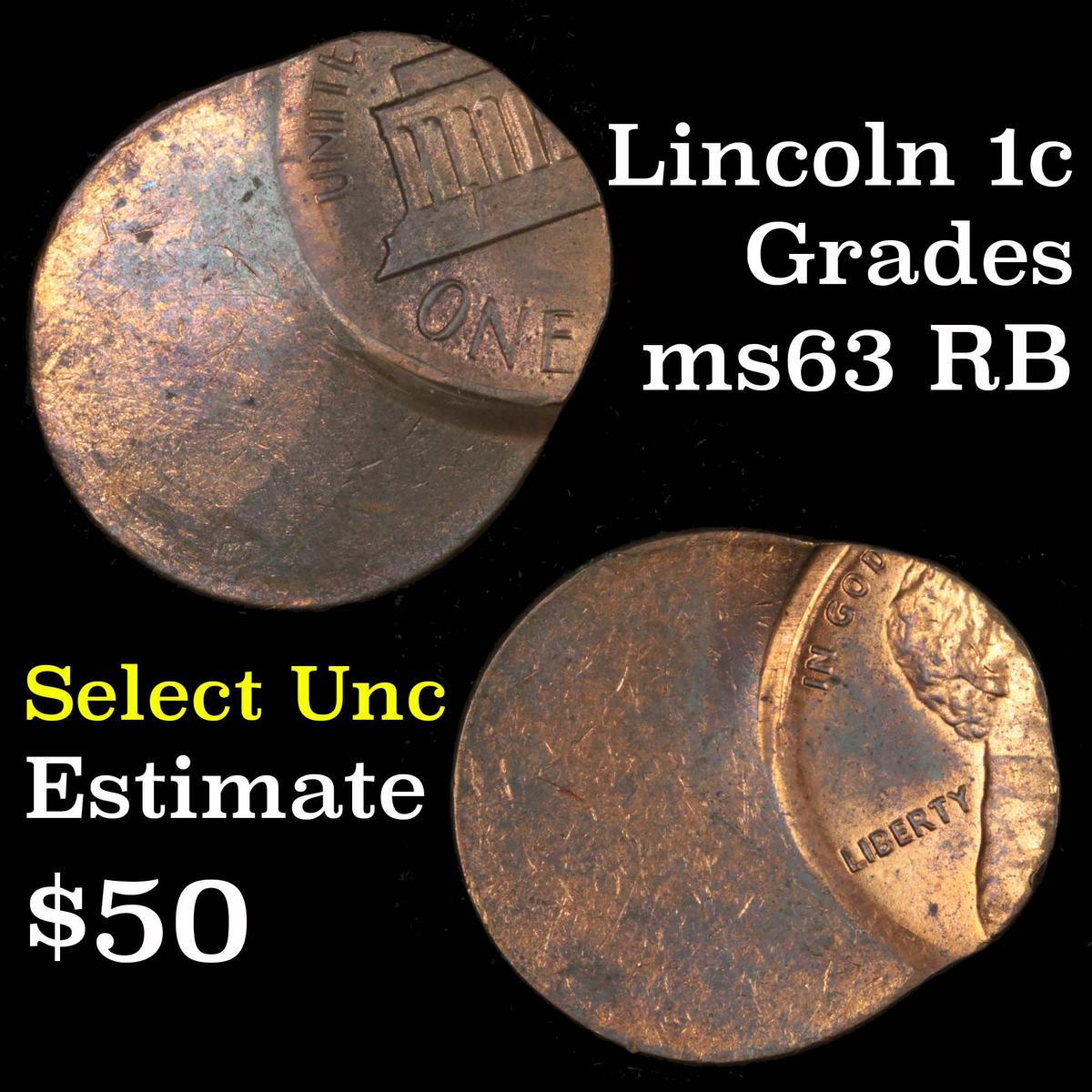 Mint Error Lincoln Cent 1c Grades Select Unc RB