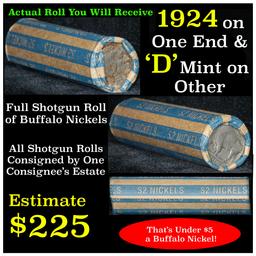 Full roll of Buffalo Nickels, 1924 one end & a 'd' Mint reverse on the other end Buffalo Nickel 5c