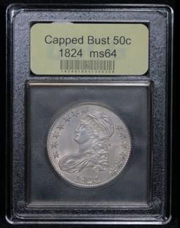 ***Auction Highlight*** 1824 Capped Bust Half Dollar 50c Graded Choice Unc by USCG (fc)