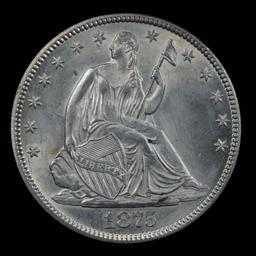 ***Auction Highlight*** 1875-p Seated Half Dollar 50c Graded Choice Unc by USCG (fc)