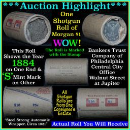 ***Auction Highlight*** Morgan dollar roll ends 1884 & 's', Better than average circ (fc)