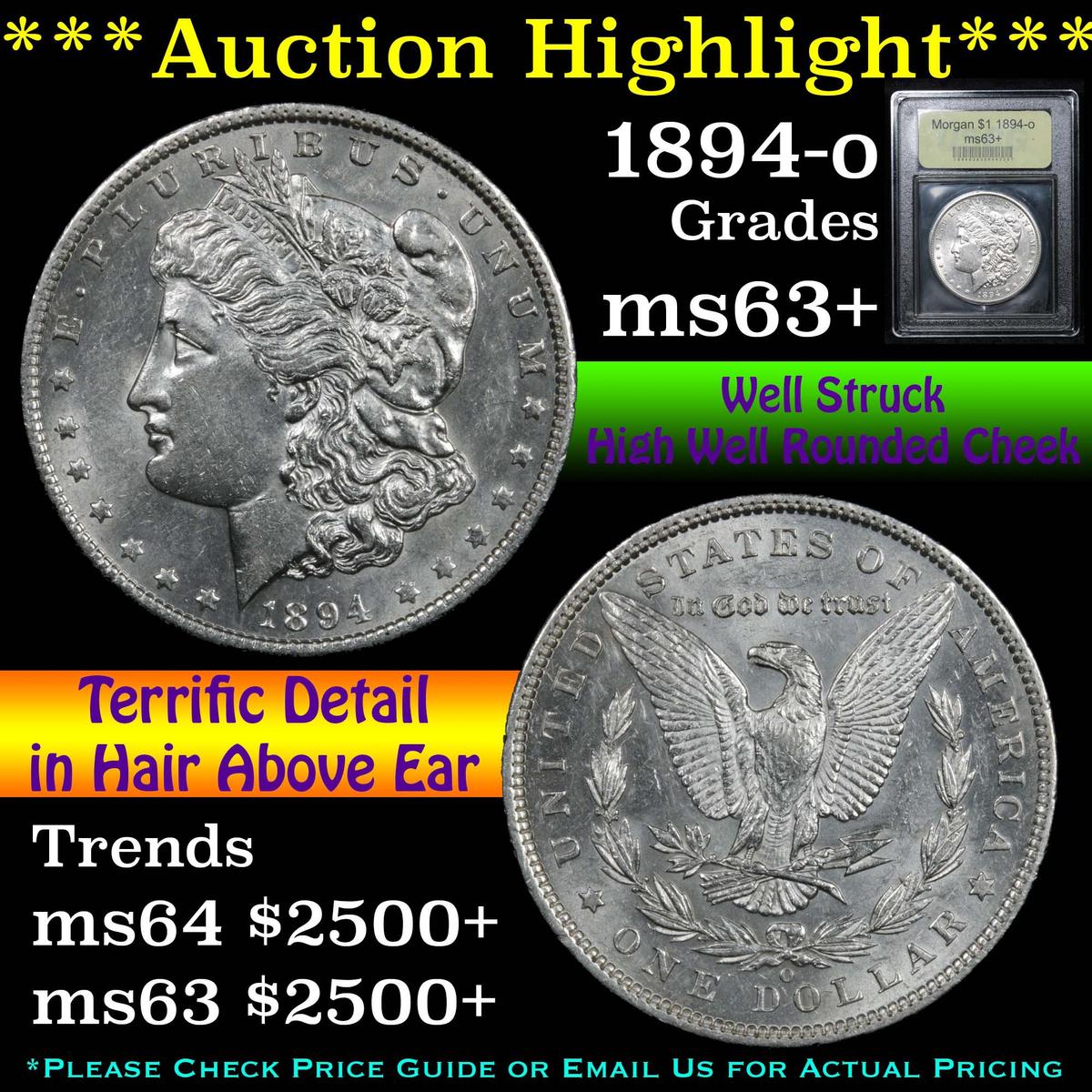 ***Auction Highlight*** 1894-o Morgan Dollar $1 Graded Select+ Unc by USCG (fc)