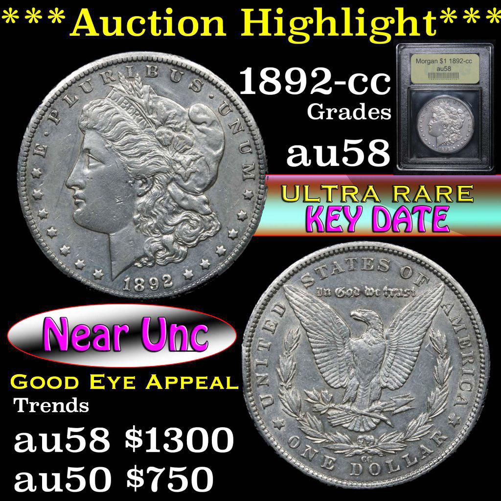 ***Auction Highlight*** 1892-cc Morgan Dollar $1 Graded Choice AU/BU Slider by USCG (fc)