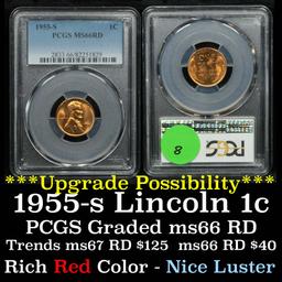 PCGS 1955-s Lincoln Cent 1c Graded ms66RD by PCGS