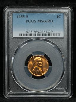 PCGS 1955-s Lincoln Cent 1c Graded ms66RD by PCGS