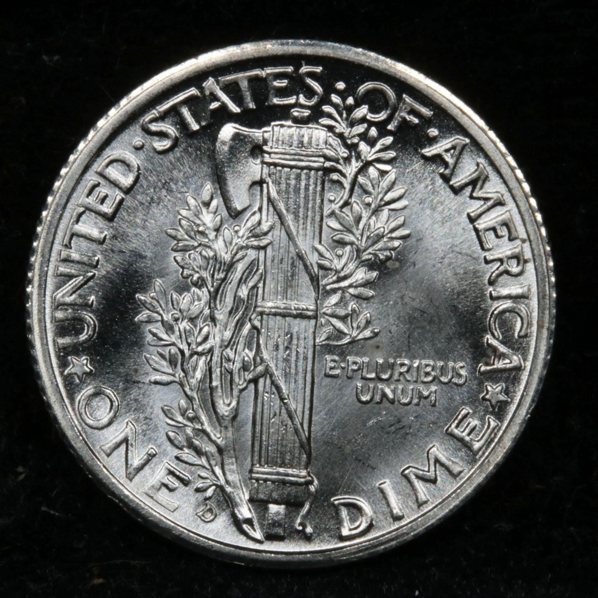 ***Auction Highlight*** 1938-d Mercury Dime 10c Graded GEM++ FSB By USCG (fc)