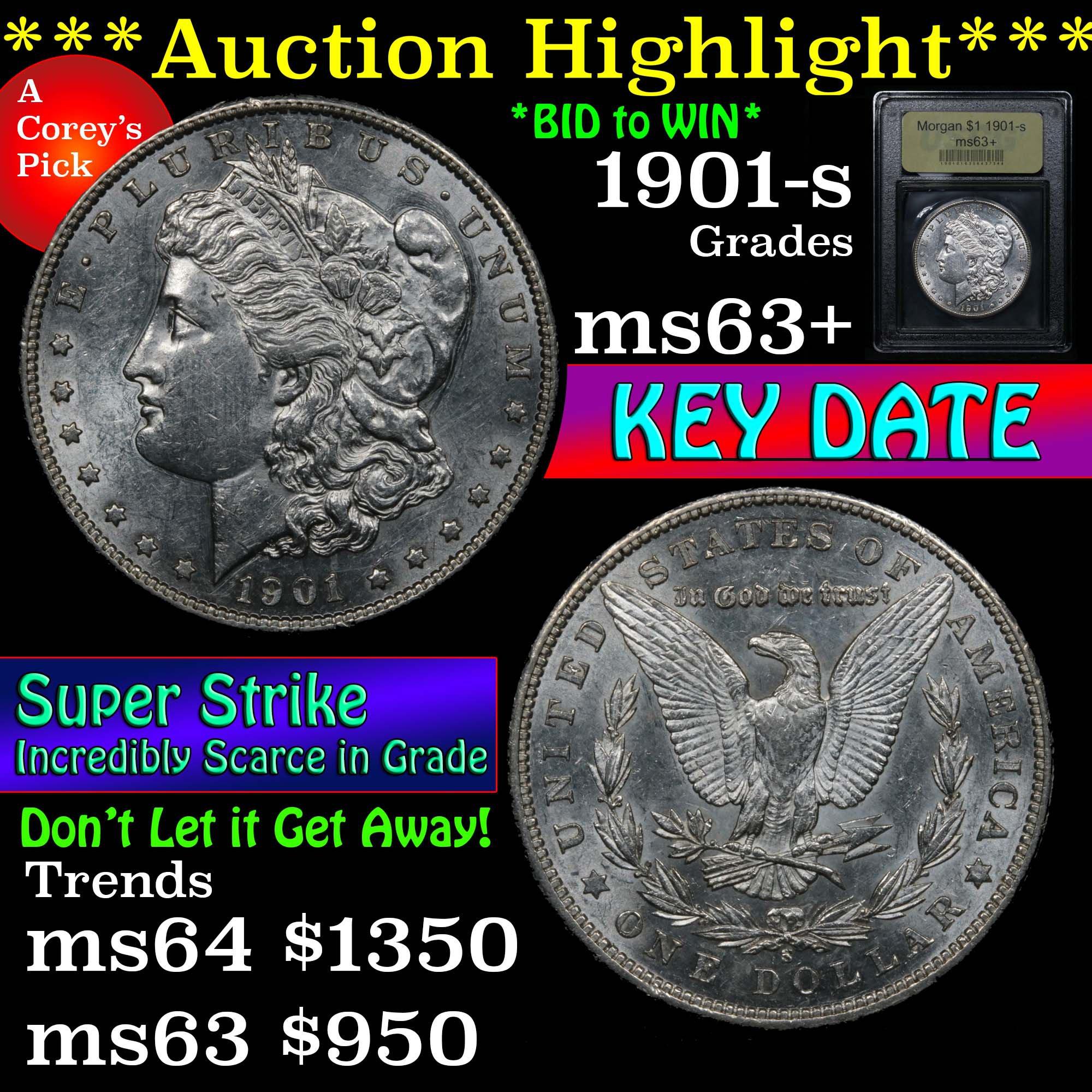 ***Auction Highlight*** 1901-s Morgan Dollar $1 Graded Select+ Unc By USCG (fc)