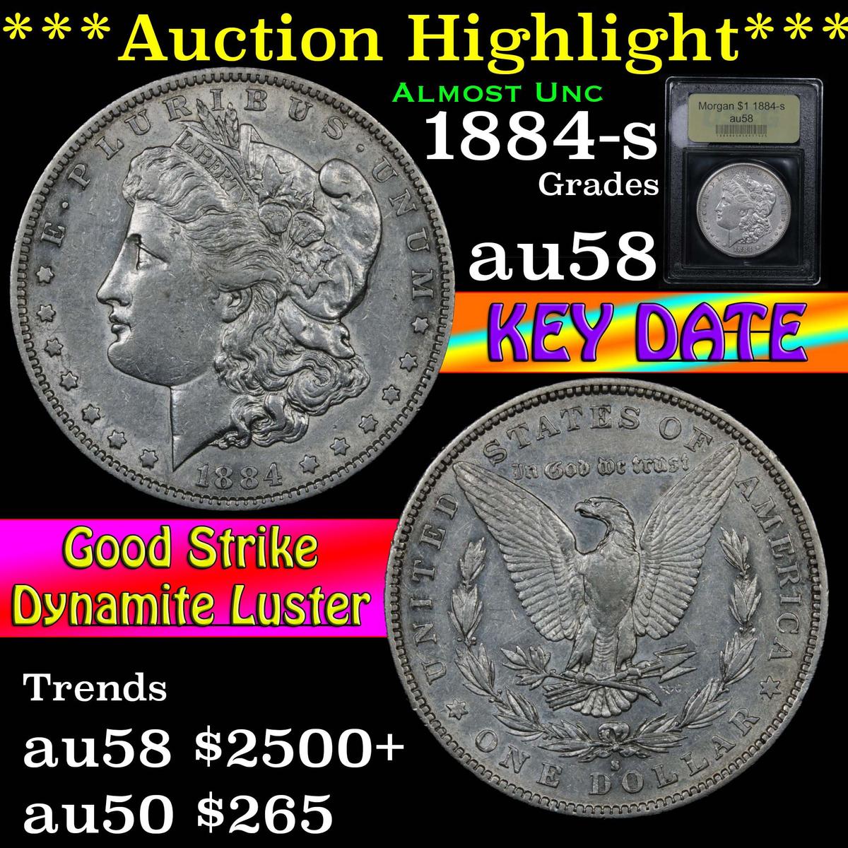 ***Auction Highlight*** 1884-s Morgan Dollar $1 Graded Choice AU/BU Slider By USCG (fc)