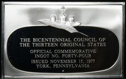 Bicentennial Council 13 original States Ingot #44, Articles Of Confederation-1.84 oz sterling silver