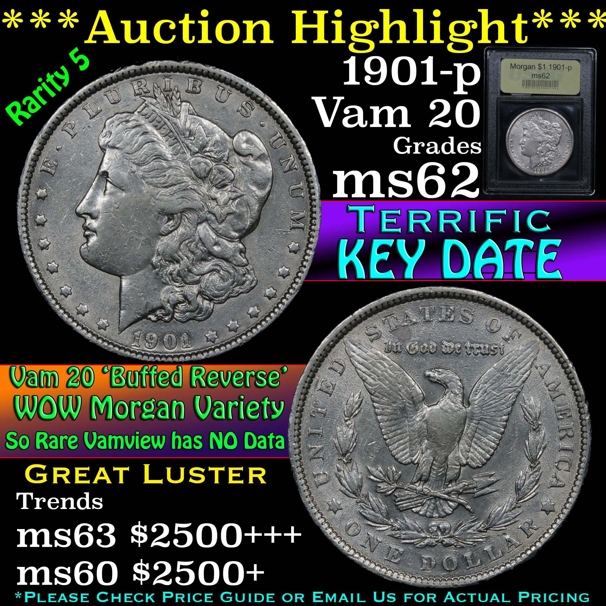 ***Auction Highlight*** 1901-p Morgan Dollar $1 Graded Select Unc By USCG (fc)