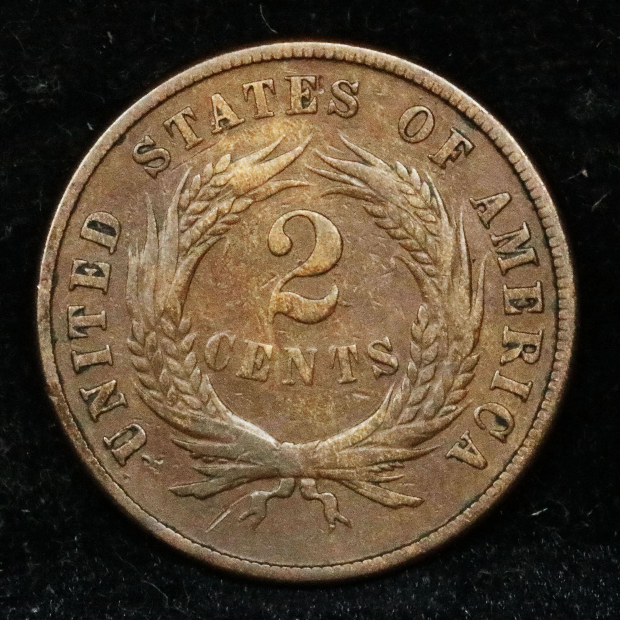 1870 2 Cent Piece 2c Grades vf++