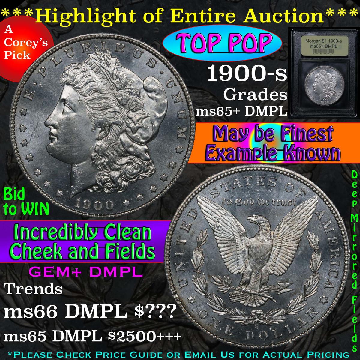 ***Auction Highlight*** 1900-s Morgan Dollar $1 Graded GEM+ DMPL By USCG (fc)