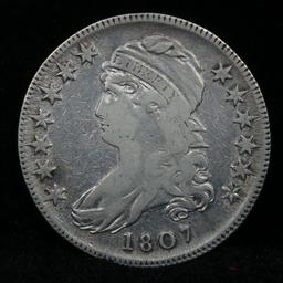 ***Auction Highlight*** 1807 Large Stars Capped Bust Half Dollar 50c Graded vf, very fine USCG (fc)