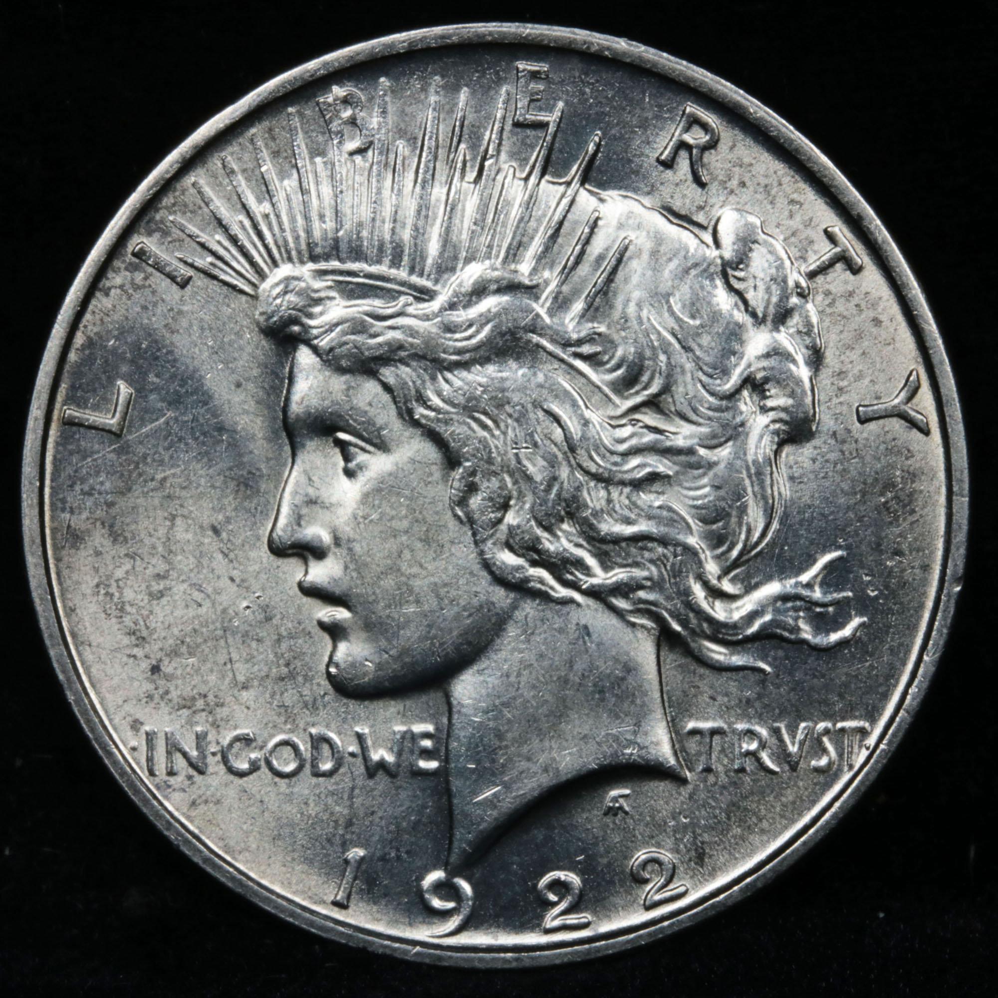 1922-d Peace Dollar $1 Grades Choice Unc