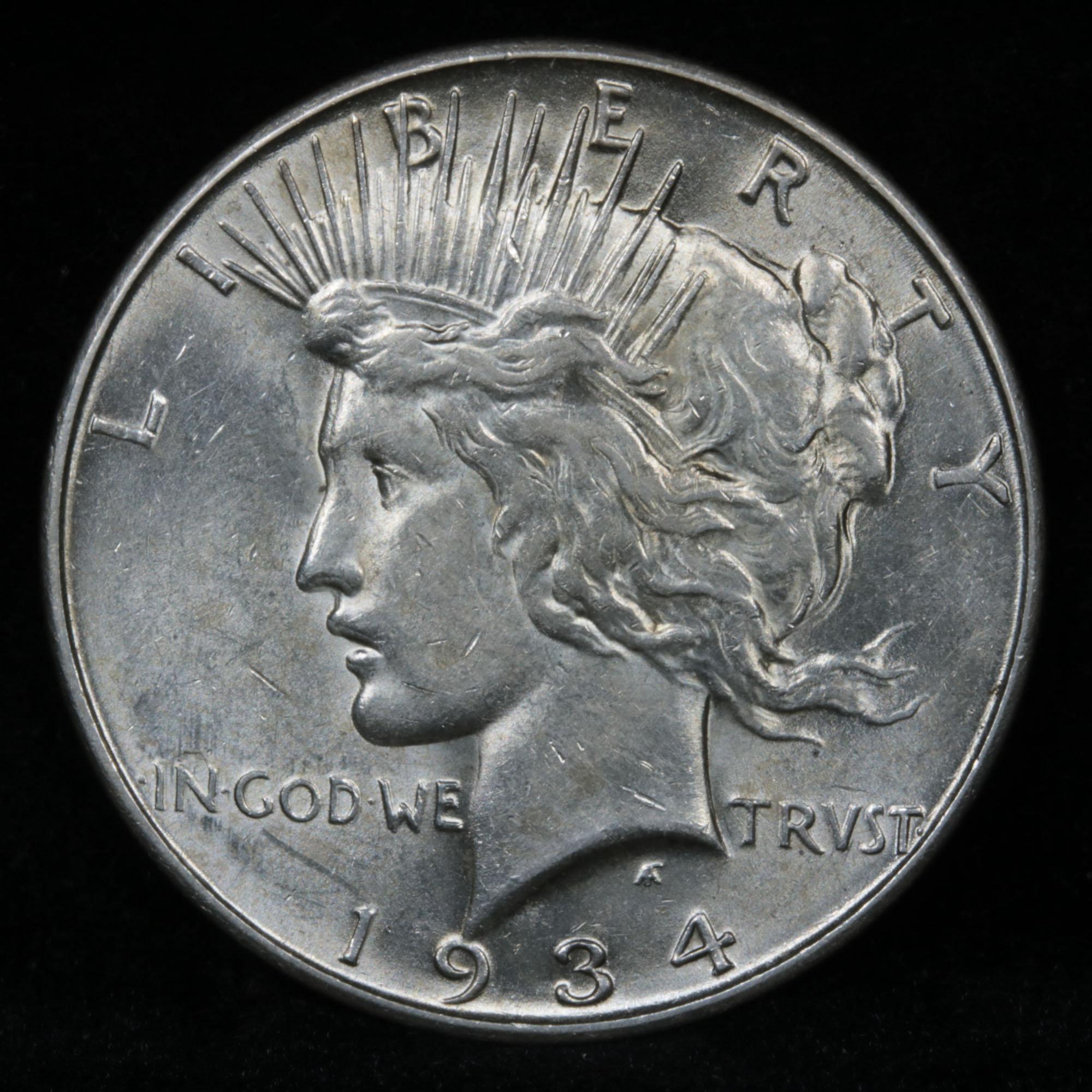 ***Auction Highlight*** 1934-d Peace Dollar $1 Graded Choice Unc By USCG (fc)