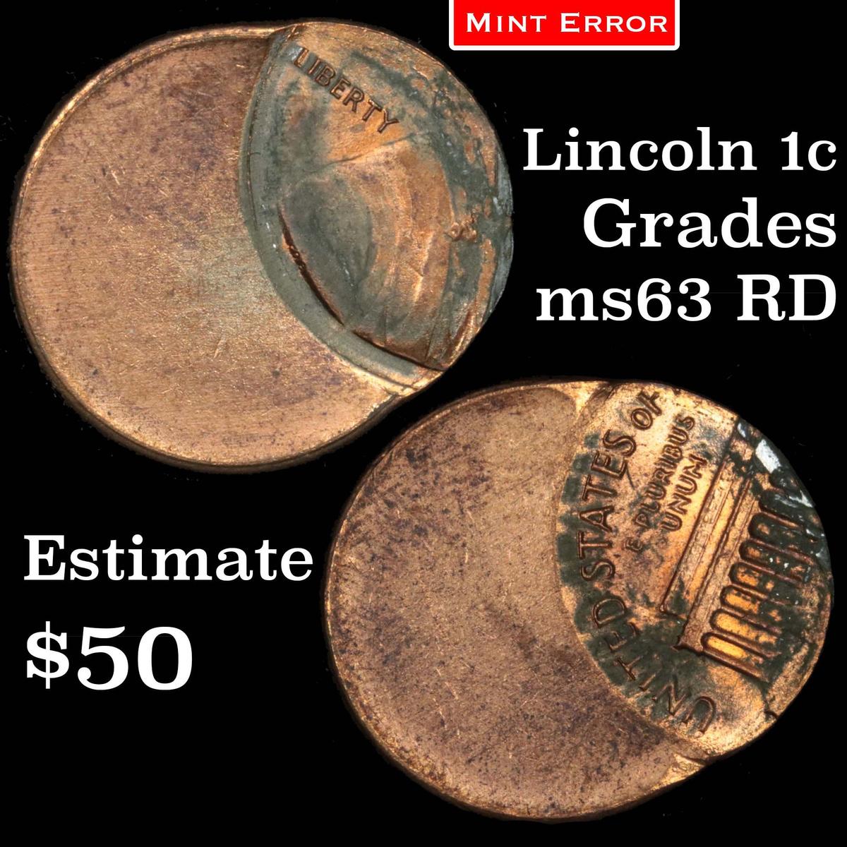 Mint Error Lincoln Cent 1c Grades Select Unc RD