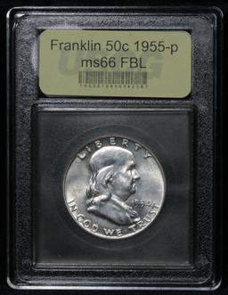 1955-p Franklin Half Dollar 50c Graded GEM+ FBL by USCG (fc)