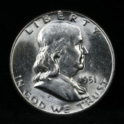 1951-p Franklin Half Dollar 50c Grades Choice Unc