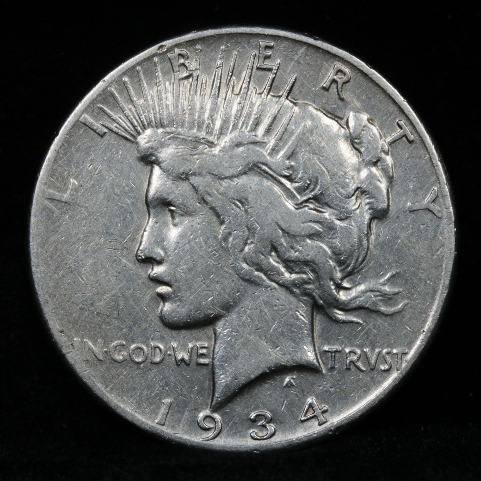 1934-s Peace Dollar $1 Grades f+