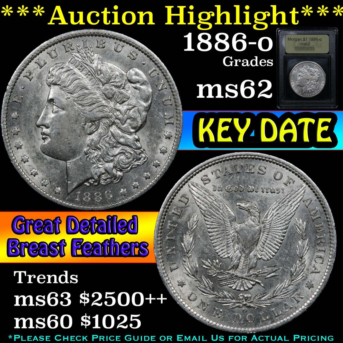 ***Auction Highlight*** 1886-o Morgan Dollar $1 Graded Select Unc By USCG (fc)