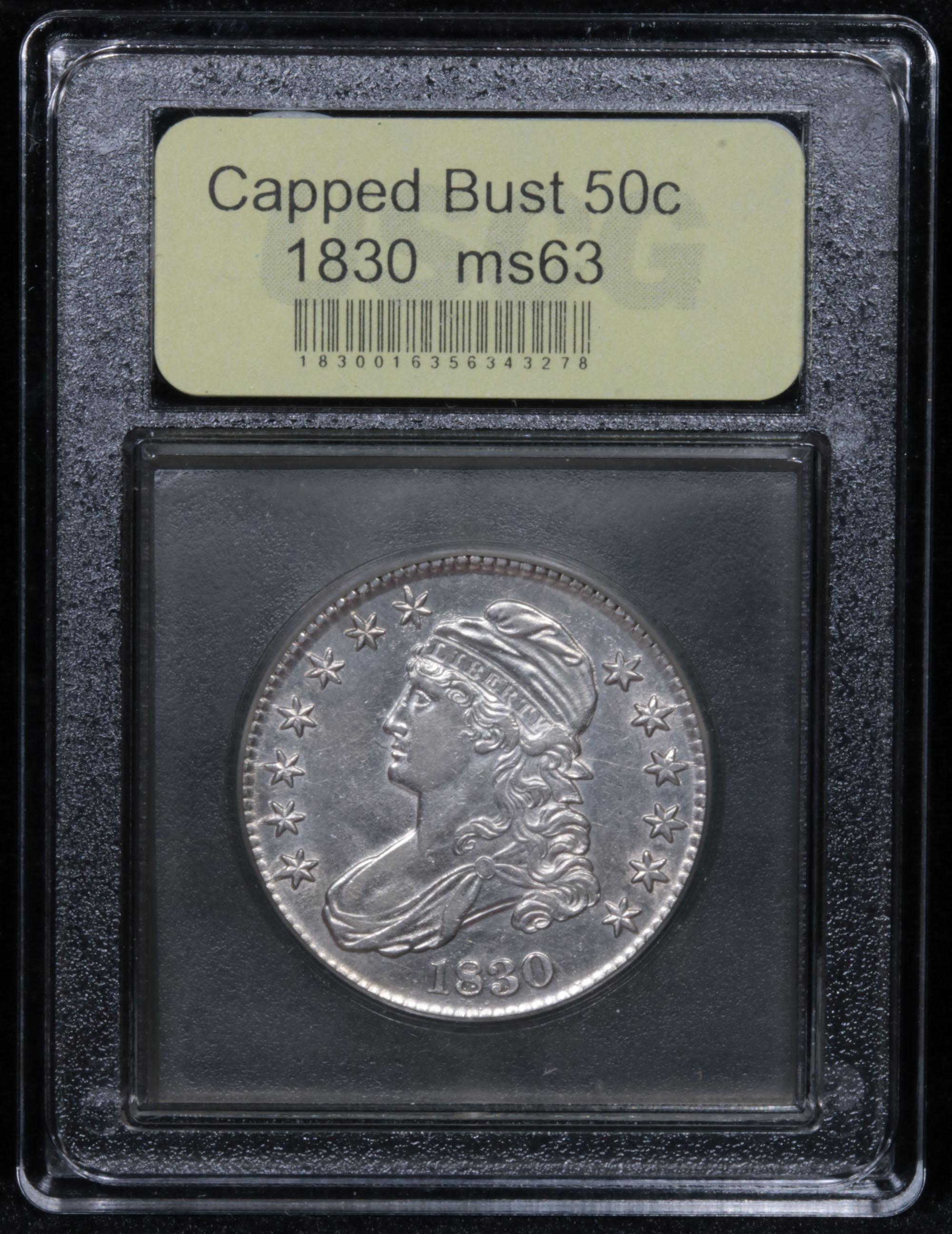 ***Auction Highlight*** 1830 Capped Bust Half Dollar 50c Graded Select Unc By USCG (fc)