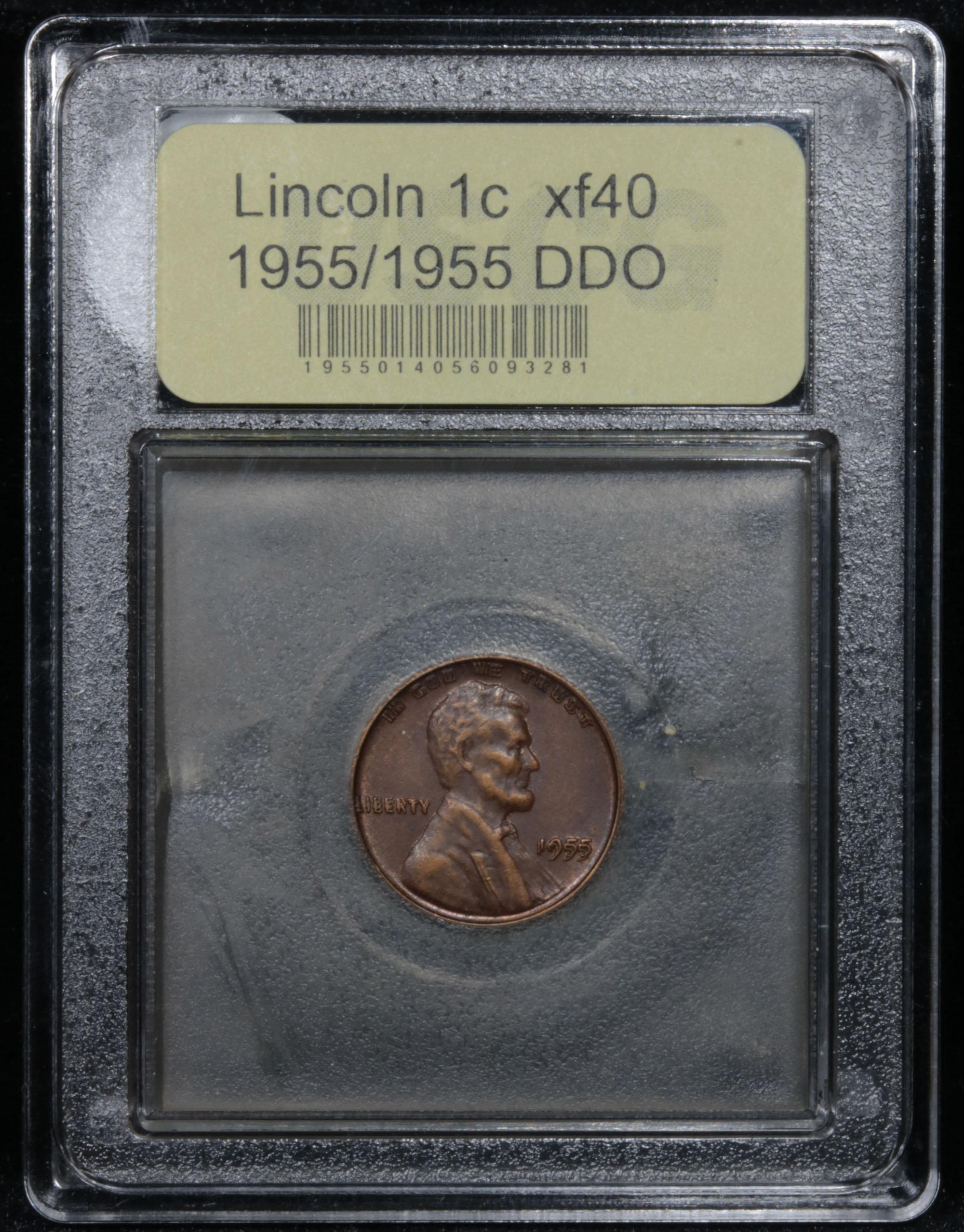 ***Auction Highlight*** 1955/1955 DDO Lincoln Cent 1c Graded xf By USCG (fc)