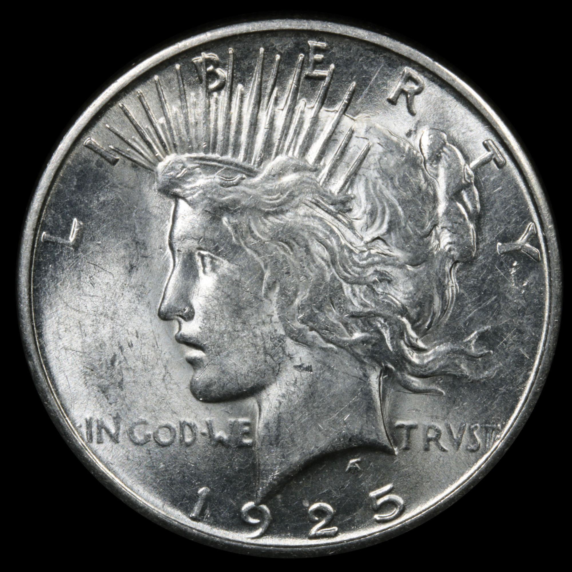 ***Auction Highlight*** 1925-s Peace Dollar $1 Graded Choice+ Unc By USCG (fc)