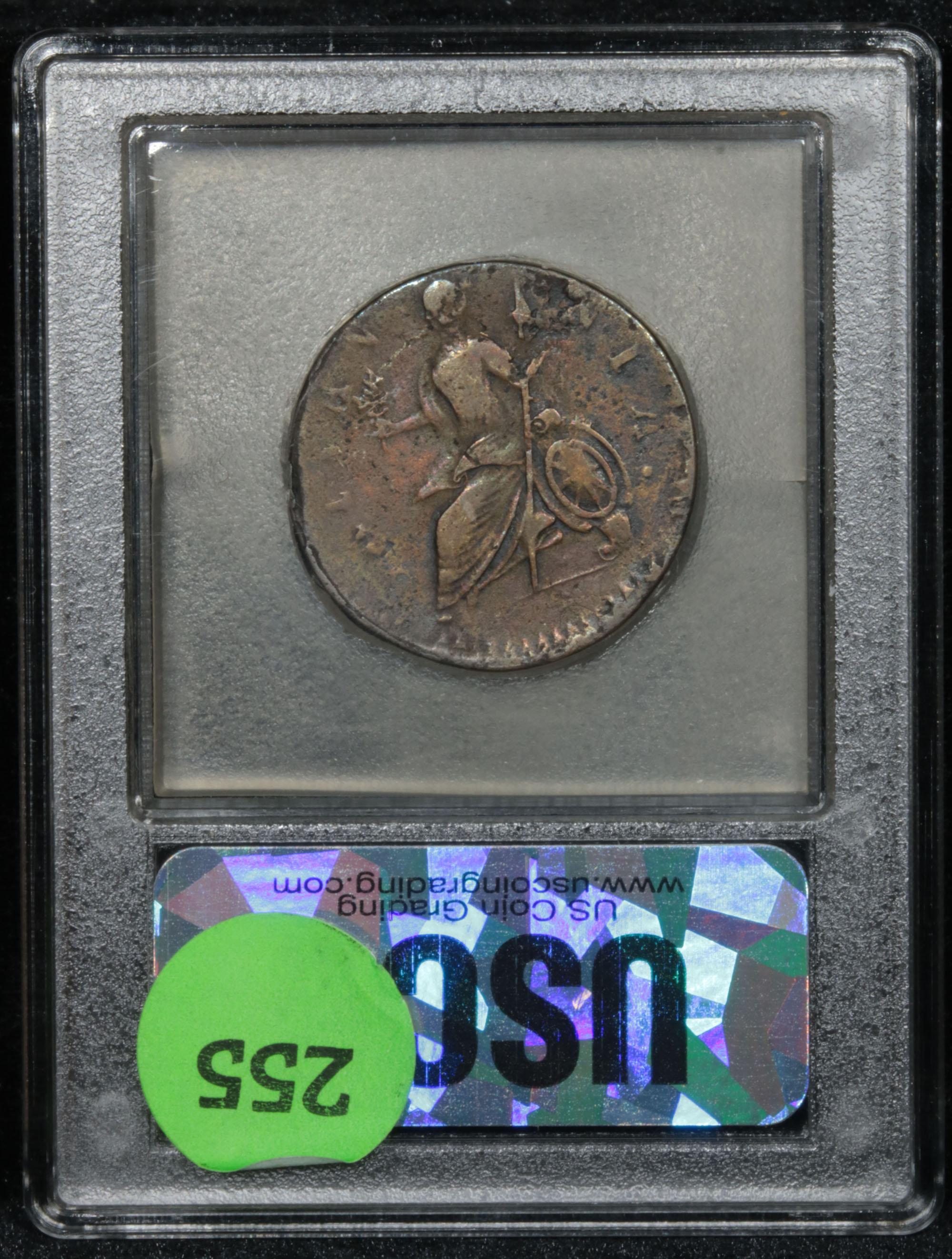 ***Auction Highlight*** 1787 Vermont Britannia Colonial 1c Graded xf+ By USCG (fc)