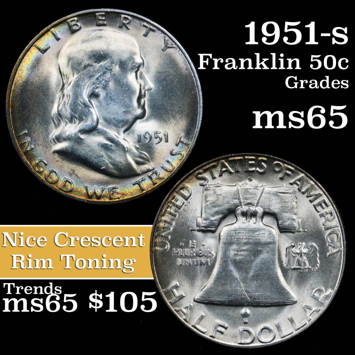1951-s Franklin Half Dollar 50c Grades GEM Unc