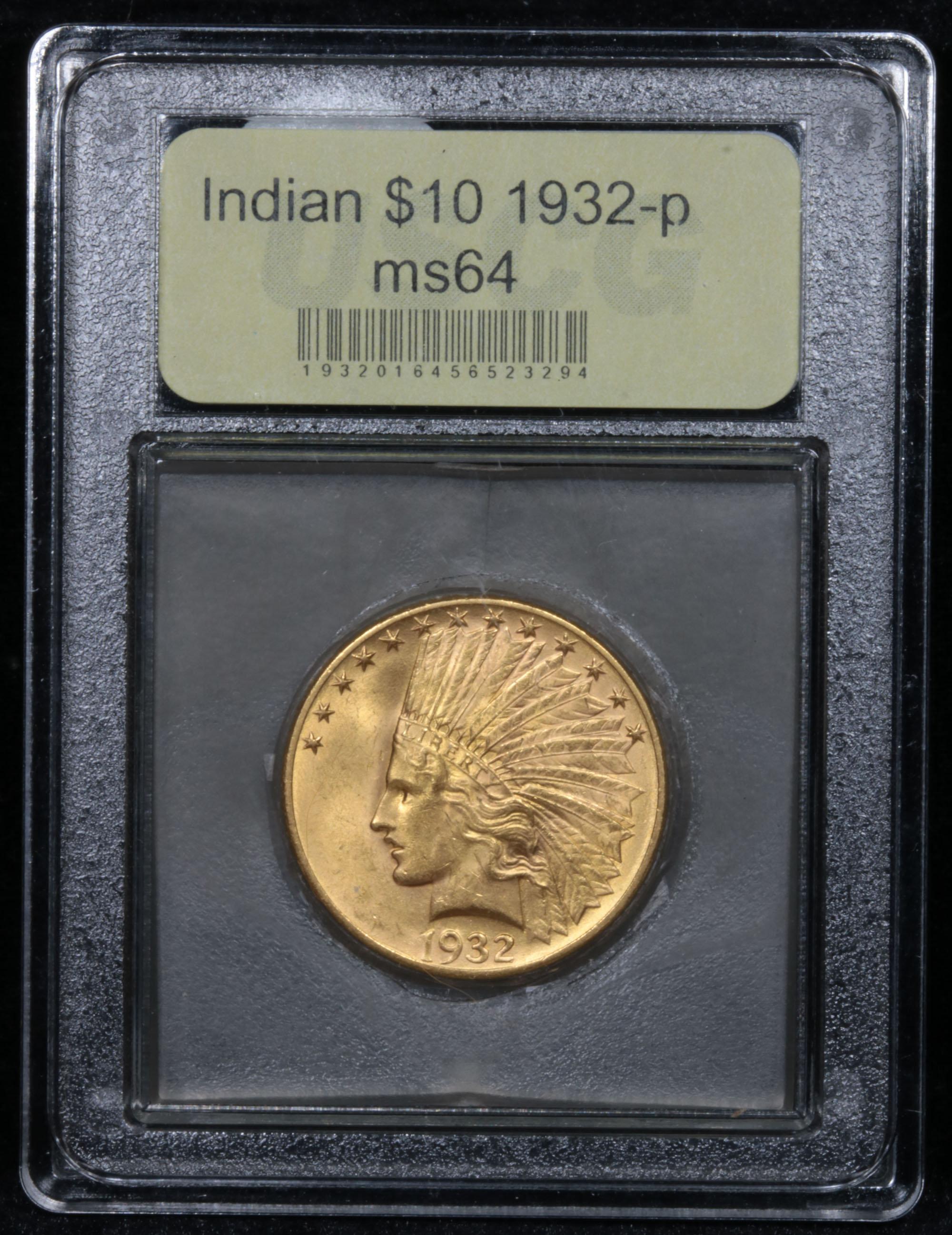 ***Auction Highlight*** 1932-p Gold Indian Eagle $10 Graded Choice Unc By USCG (fc)