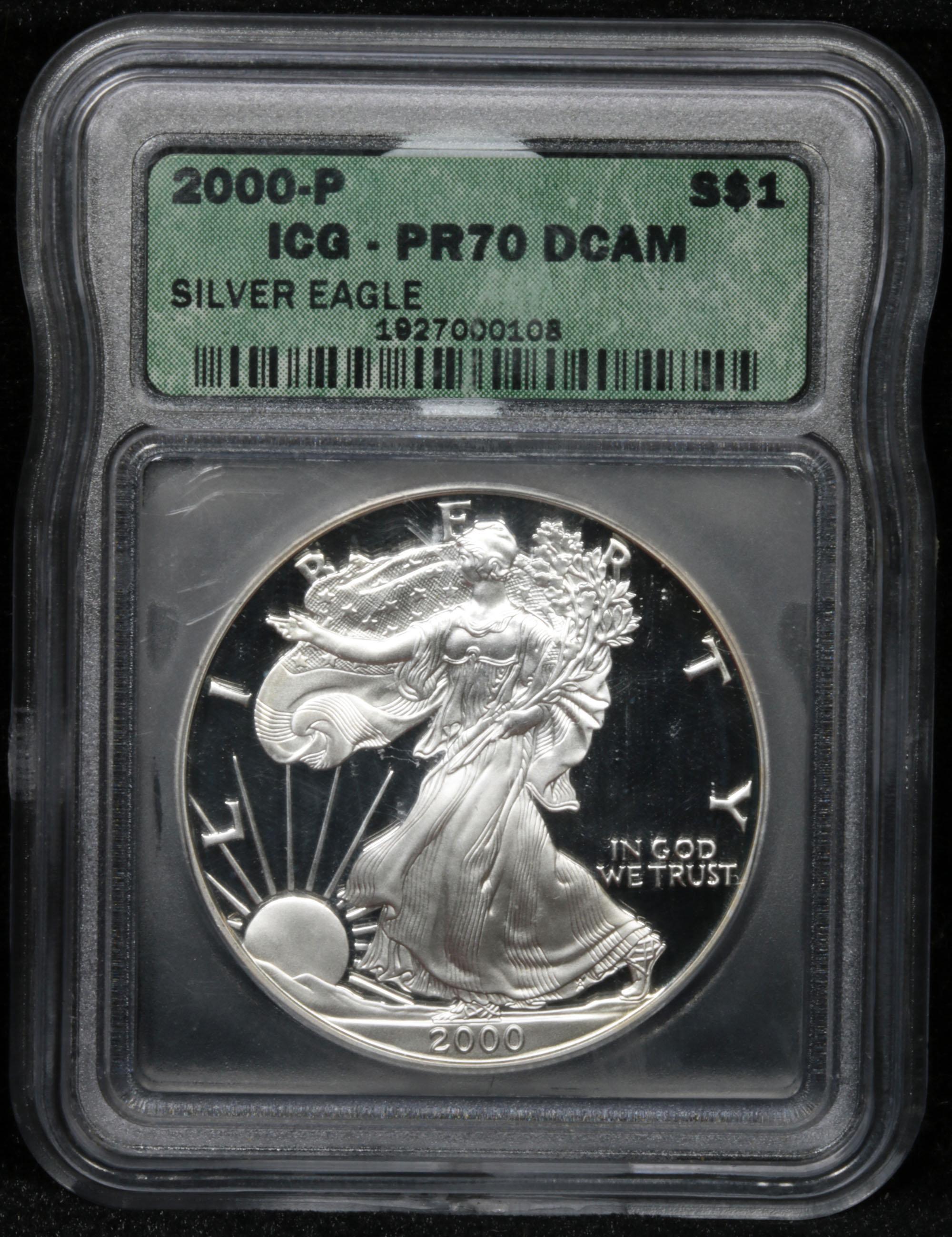 2000-p Silver Eagle Dollar $1 Graded pr70 DCAM By ICG