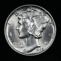 1945-d Mercury Dime 10c Grades GEM+ FSB