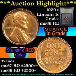 ***Auction Highlight*** 1929-s Lincoln Cent 1c Graded GEM+ Unc RD By USCG (fc)