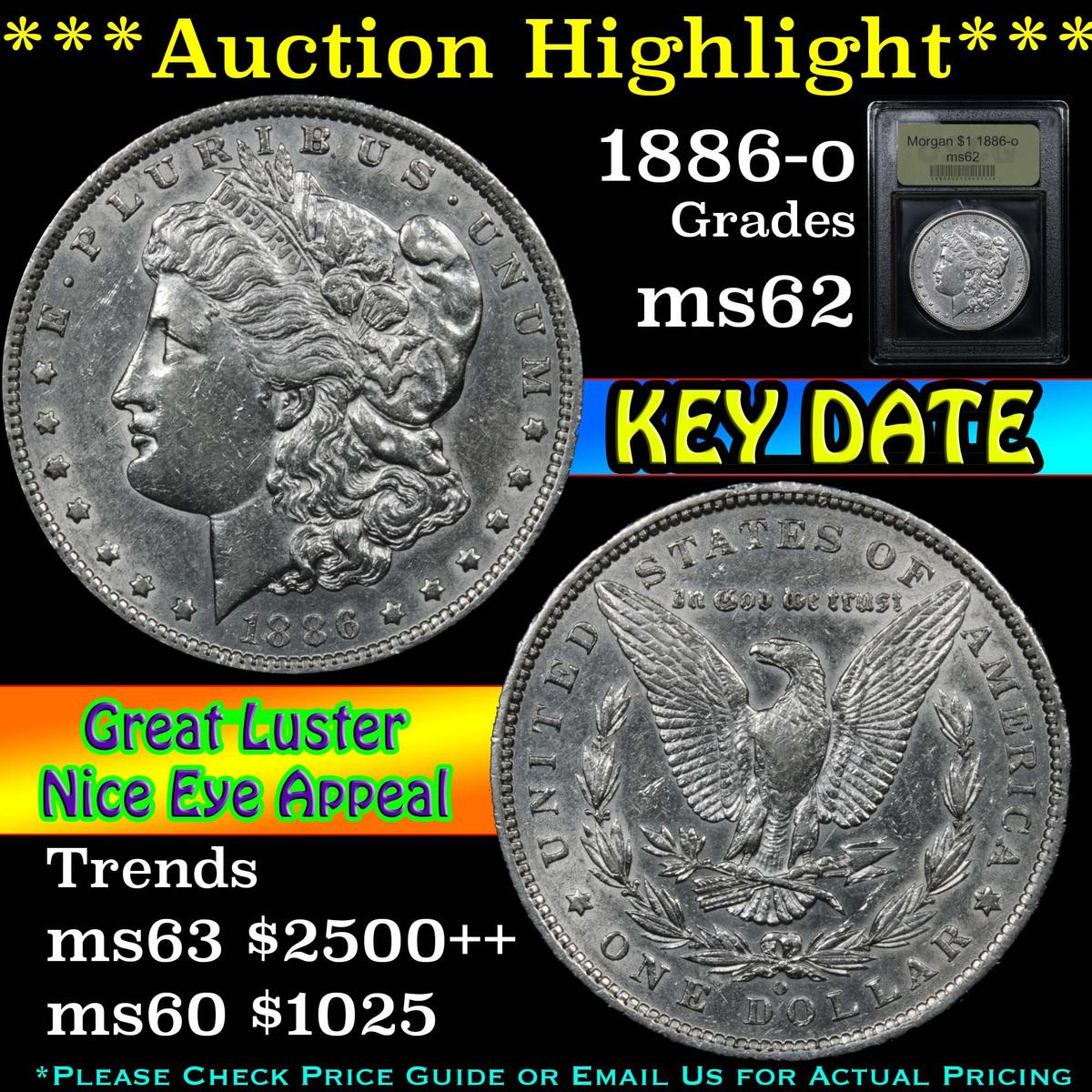 ***Auction Highlight*** 1886-o Morgan Dollar $1 Graded Select Unc By USCG (fc)