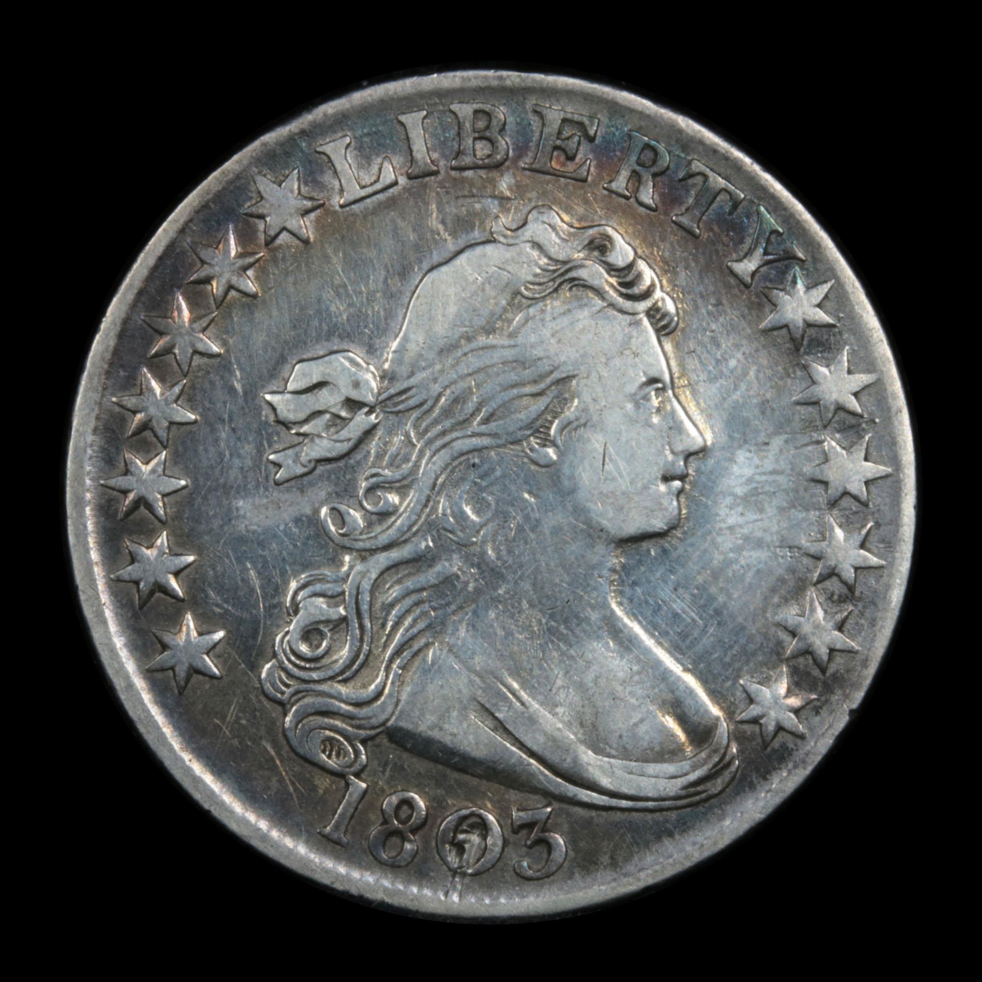 ***Auction Highlight*** 1803 Draped Bust Half Dollar 50c Graded AU, Almost Unc By USCG (fc)