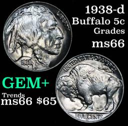 1938-d Buffalo Nickel 5c Grades GEM+ Unc