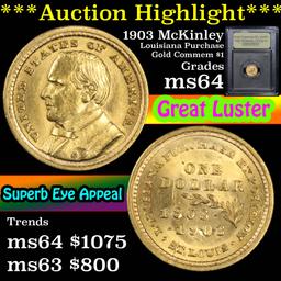 ***Auction Highlight*** 1903 Mckinley LA Purchase Gold commem $1 Graded Choice Unc USCG (fc)