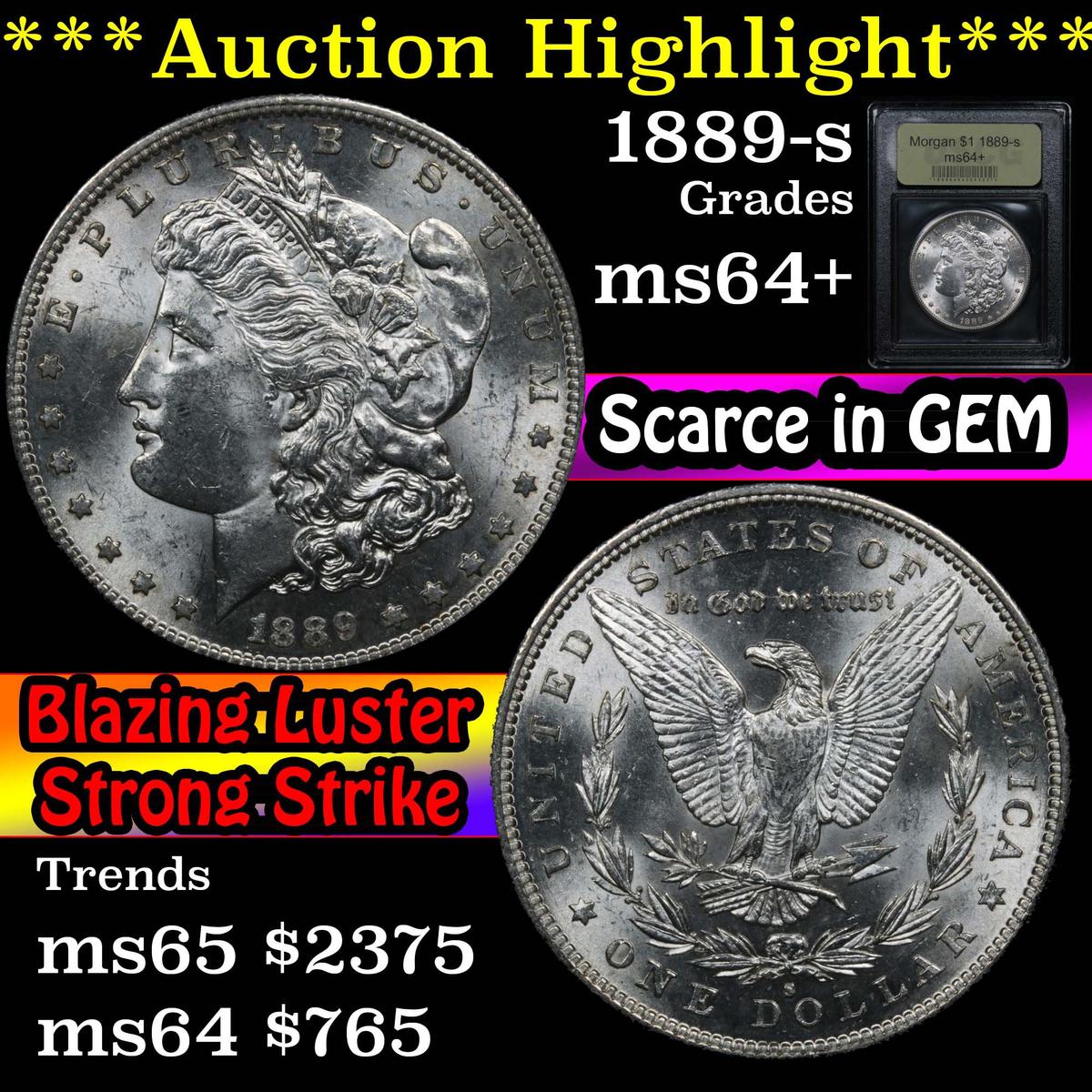 ***Auction Highlight*** 1889-s Morgan Dollar $1 Graded Choice+ Unc By USCG (fc)