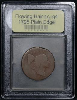 ***Auction Highlight*** 1795 Plain Edge Flowing Hair large cent 1c Graded g, good By USCG (fc)