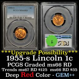 PCGS 1955-s Lincoln Cent 1c Graded ms66 RD By PCGS