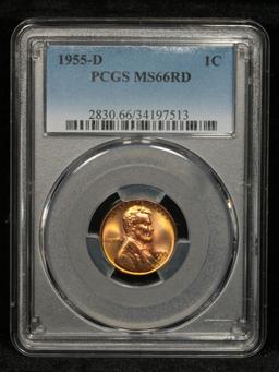 ***Auction Highlight*** PCGS 1955-d Lincoln Cent 1c Graded ms66 RD By PCGS (fc)