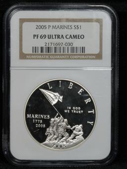 NGC 2005-p Marine Corps Modern Commem Dollar $1 Graded pr69 DCAM By NGC