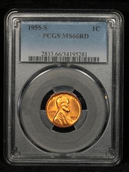 PCGS 1955-s Lincoln Cent 1c Graded ms66 RD By PCGS