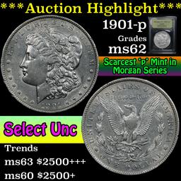 ***Auction Highlight*** 1901-p Morgan Dollar $1 Graded Select Unc by USCG (fc)