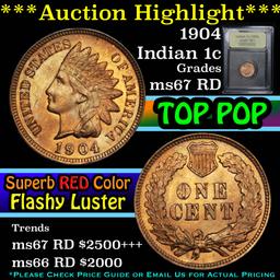 ***Auction Highlight*** 1904 Indian Cent 1c Graded GEM++ Unc RD by USCG (fc)