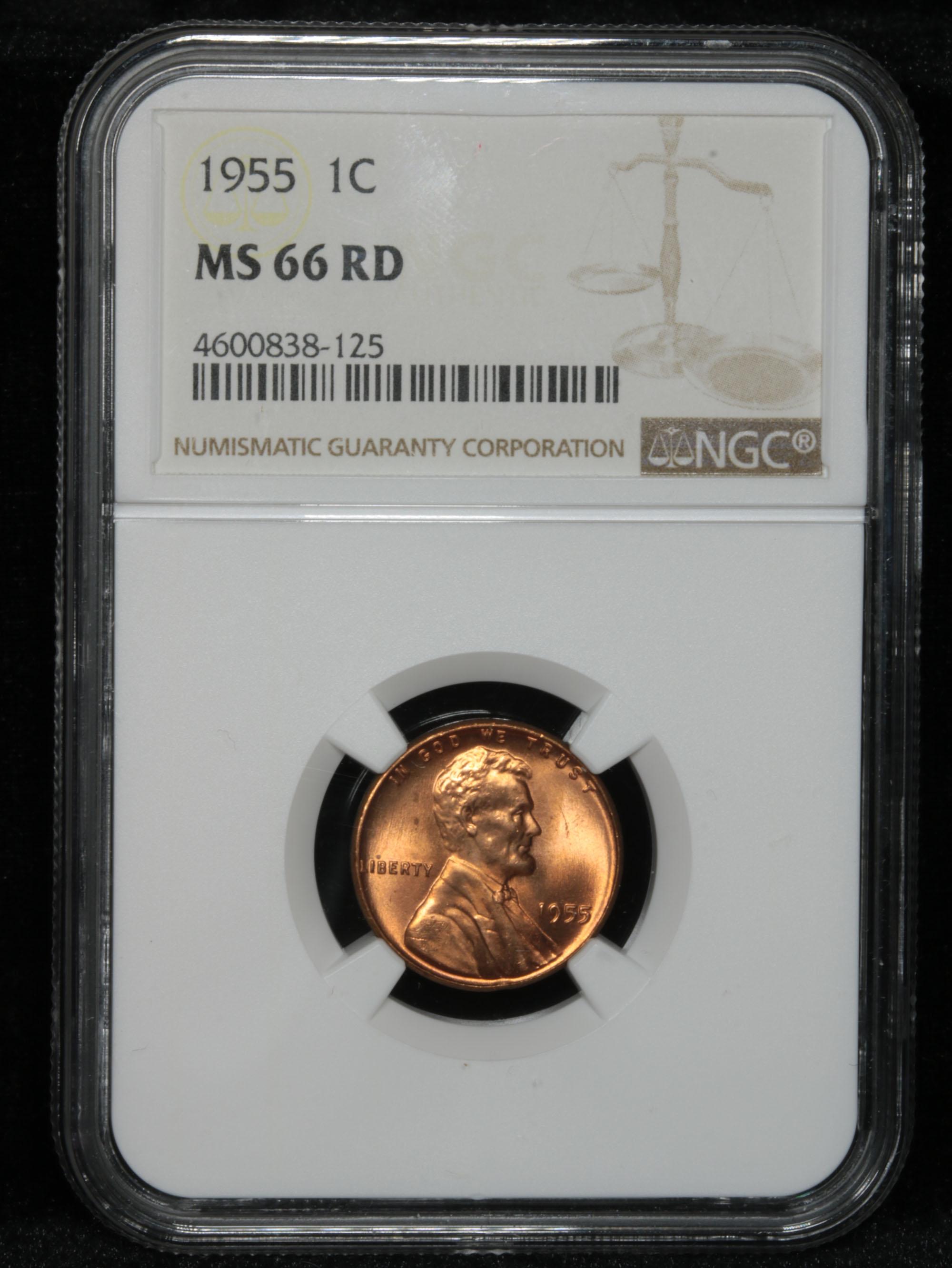 ***Auction Highlight*** NGC 1955-p Lincoln Cent 1c Graded ms66 RD By NGC (fc)