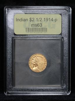 ***Auction Highlight*** 1914-p Gold Indian Quarter Eagle $2 1/2 Graded Select Unc by USCG (fc)