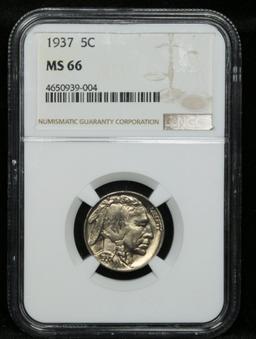 NGC 1937-p Buffalo Nickel 5c Graded ms66 By NGC