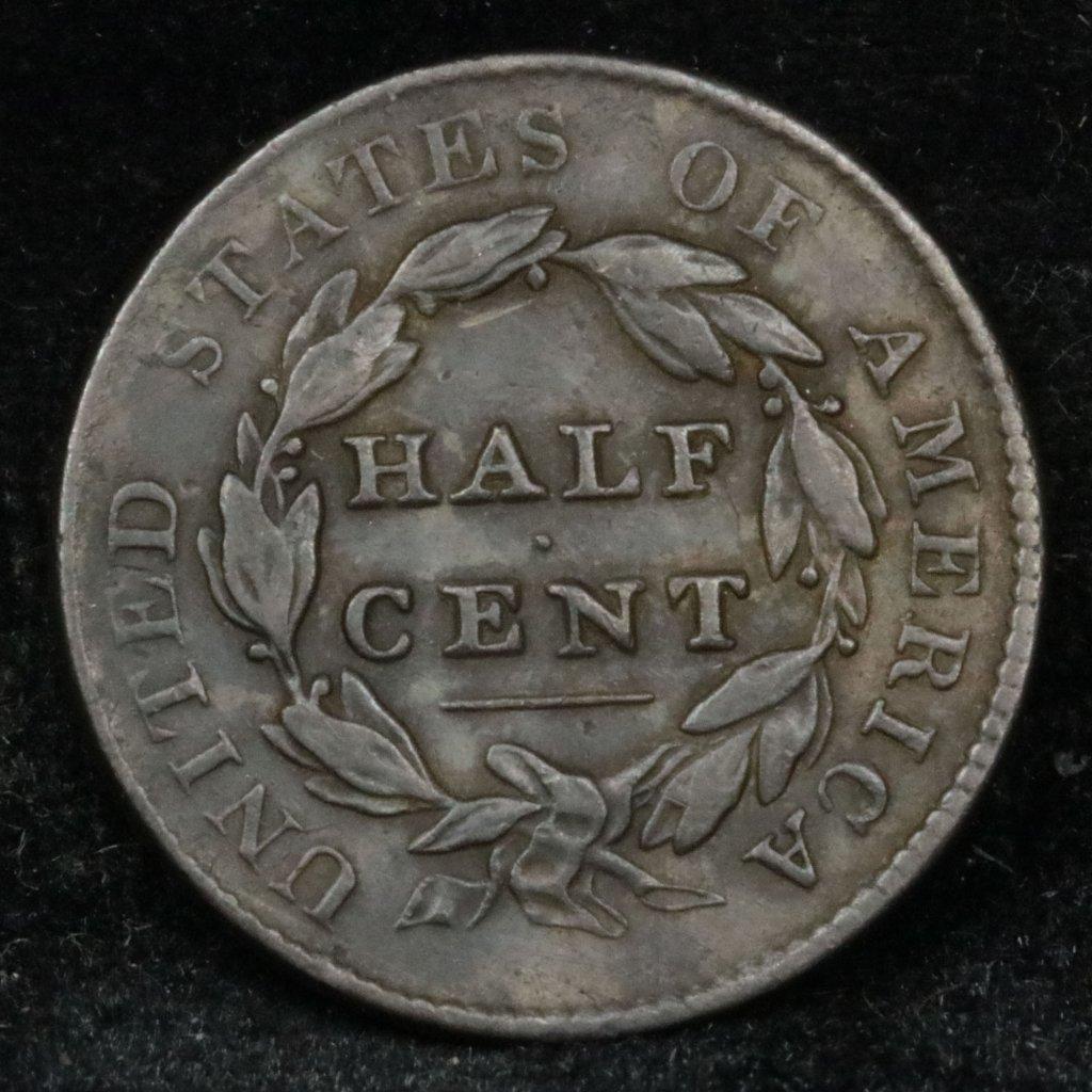 1828 Classic Head half cent 1/2c Grades xf