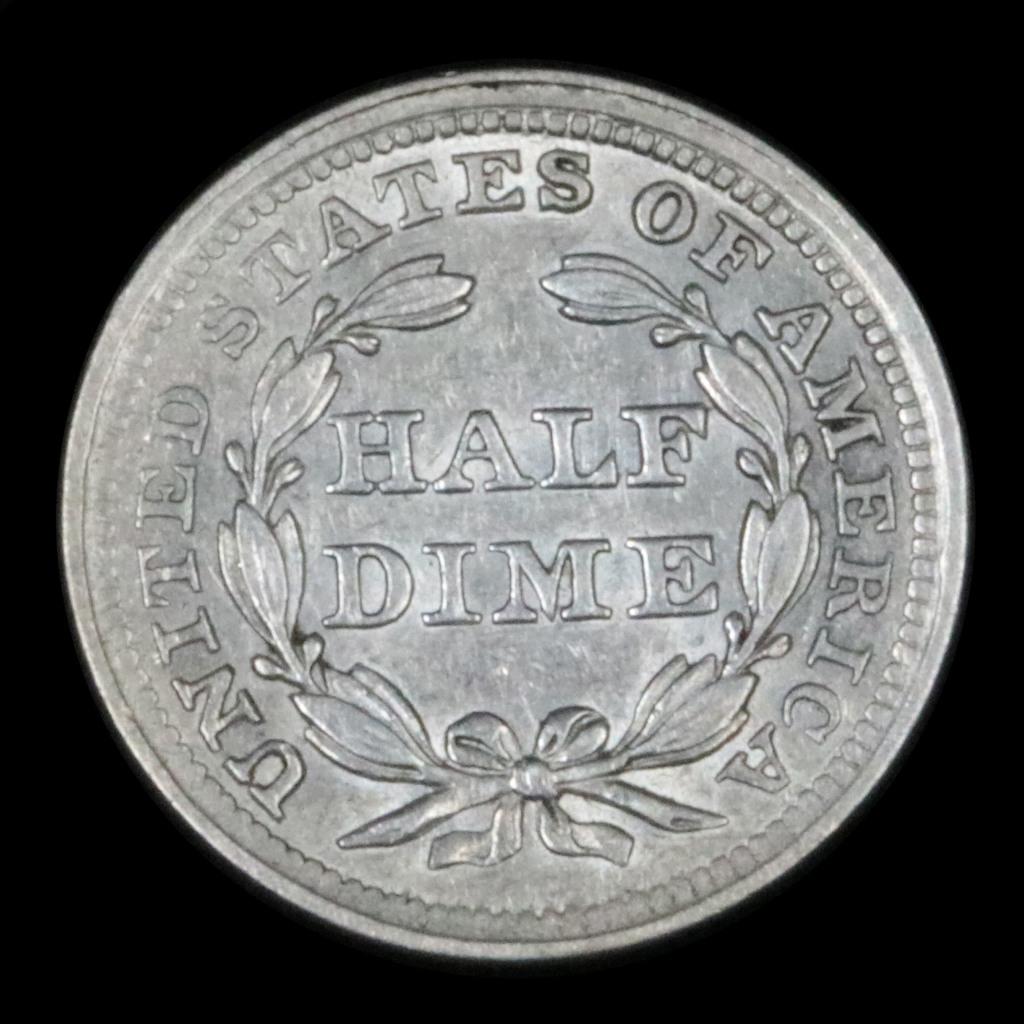 1855 Arrows Seated Liberty Half Dime 1/2 10c Grades xf+